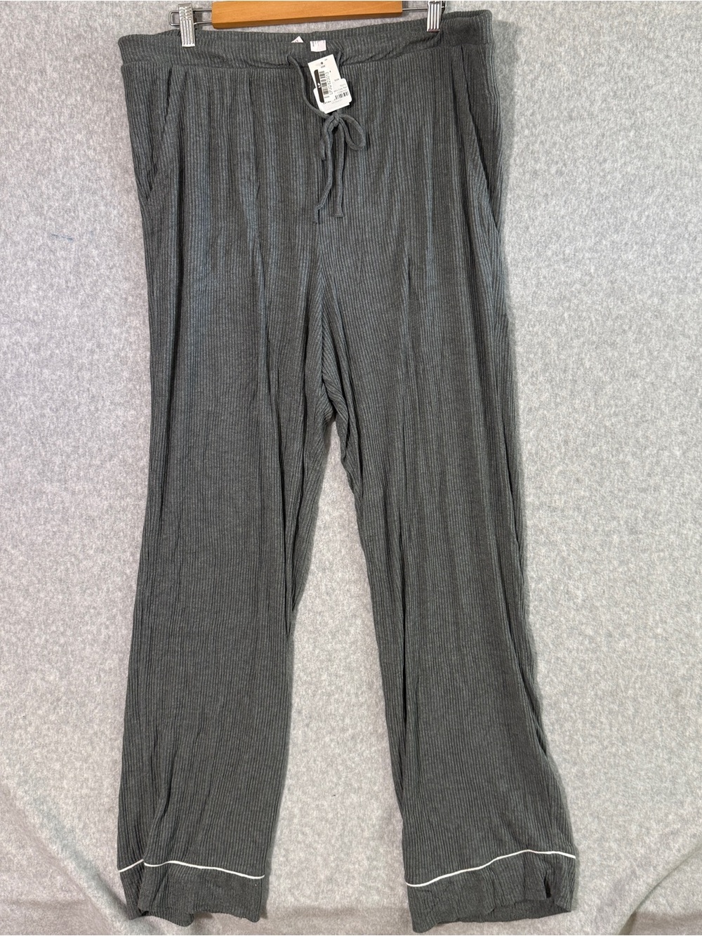 Auden women’s gray Ribbed Drawstring pajamas bottoms size XXL